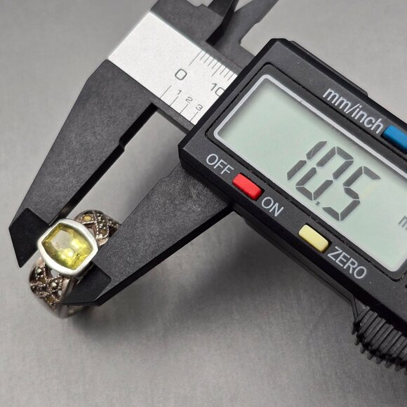 VTG Sterling Silver Citrine & Marcasite Cathedral Ring Size 6.5 Signed “A” 6.67g - Picture 10 of 13